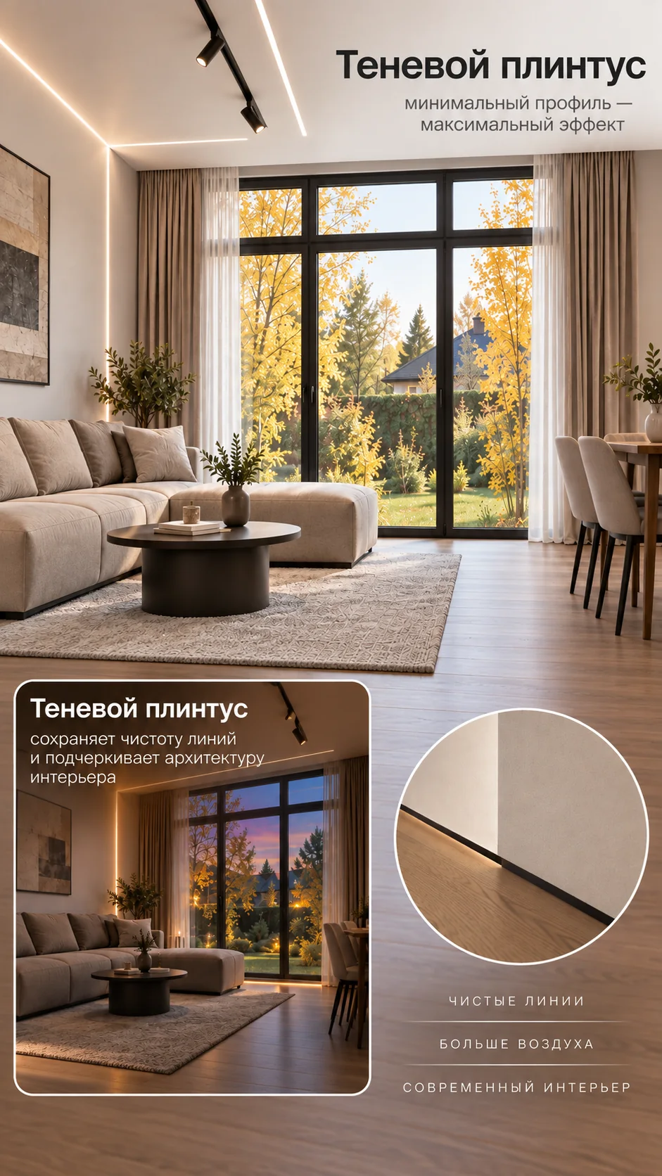 Теневой плинтус в современном интерьере